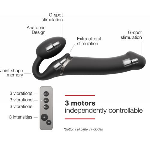 Strap On Me - Strapless Vibrerende Voorbind Dildo - Maat M - Zwart - Afbeelding 3
